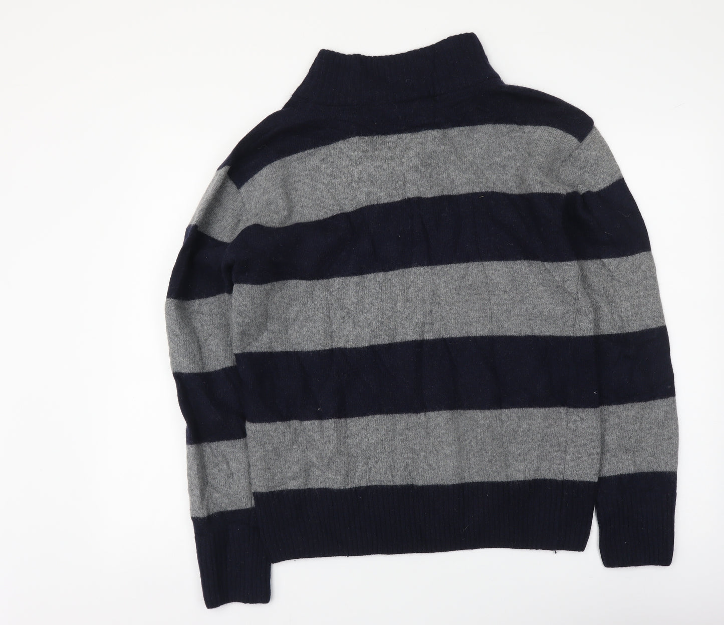 West Bromwich Albion F.C. Mens Blue High Neck Striped Wool Henley Jumper Size M - West Bromwich Albion F.C.