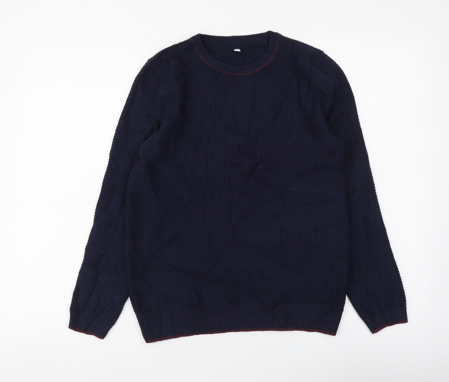 Marks and Spencer Boys Blue Round Neck Acrylic Pullover Jumper Size 11-12 Years Pullover