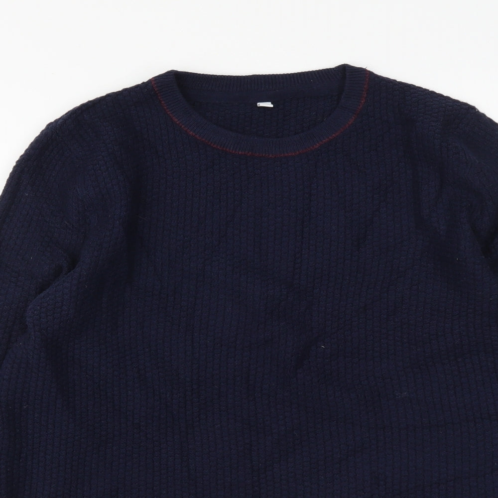 Marks and Spencer Boys Blue Round Neck Acrylic Pullover Jumper Size 11-12 Years Pullover