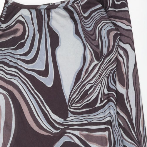 SheIn Womens Multicoloured Geometric Polyester Mini Size L One Shoulder Pullover