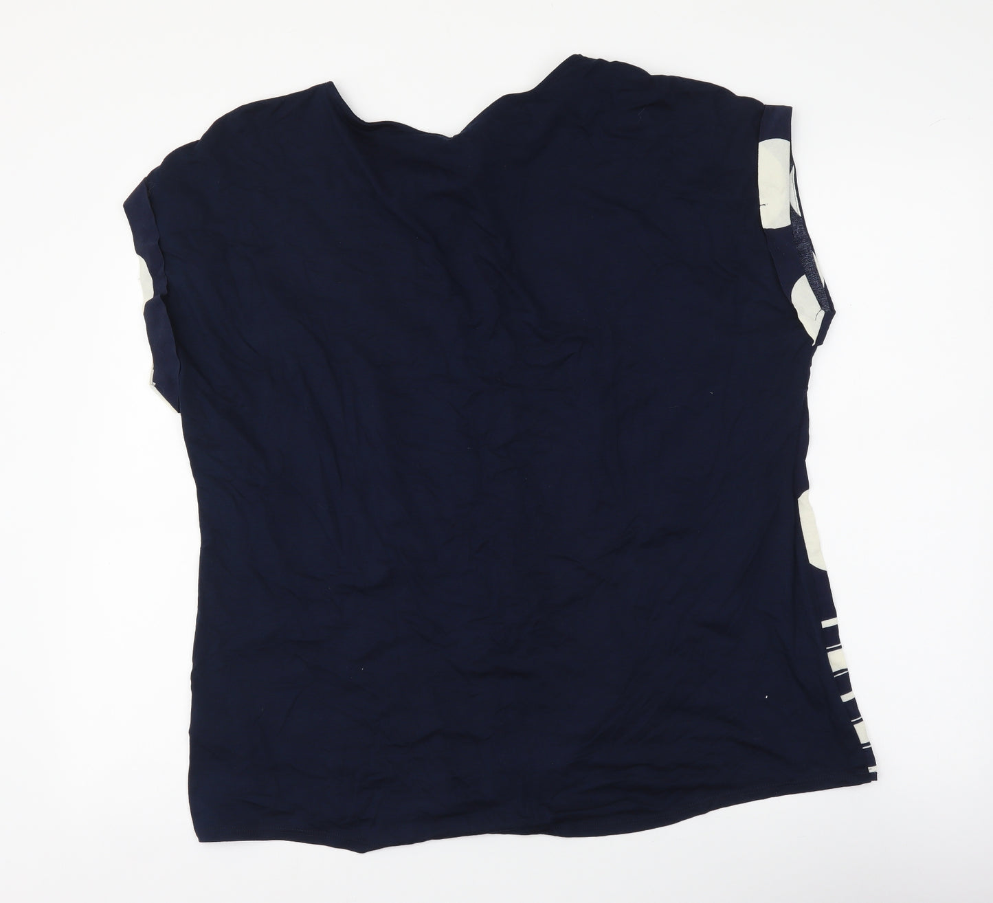 F&F Womens Blue Polka Dot Polyester Basic Blouse Size 18 Round Neck