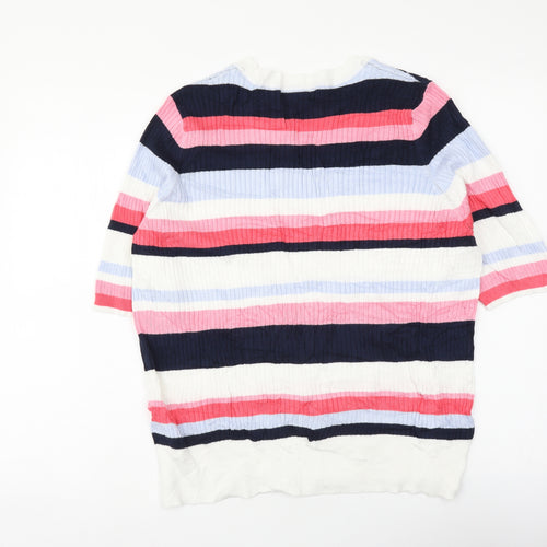 Marks and Spencer Womens Multicoloured Round Neck Striped Viscose Pullover Jumper Size 20