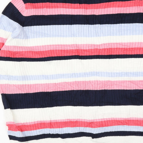 Marks and Spencer Womens Multicoloured Round Neck Striped Viscose Pullover Jumper Size 20
