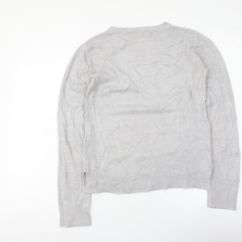 Marks and Spencer Womens Grey Round Neck Acrylic Pullover Jumper Size 8