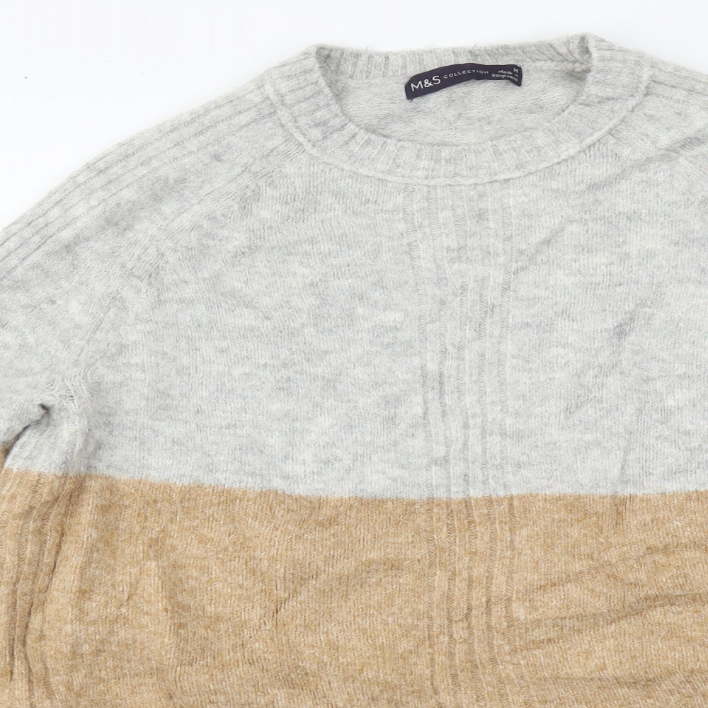 Marks and Spencer Womens Multicoloured Round Neck Striped Acrylic Pullover Jumper Size M