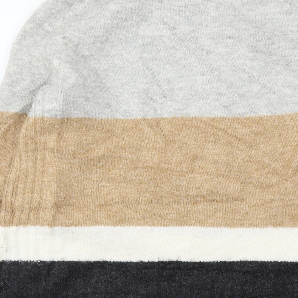 Marks and Spencer Womens Multicoloured Round Neck Striped Acrylic Pullover Jumper Size M