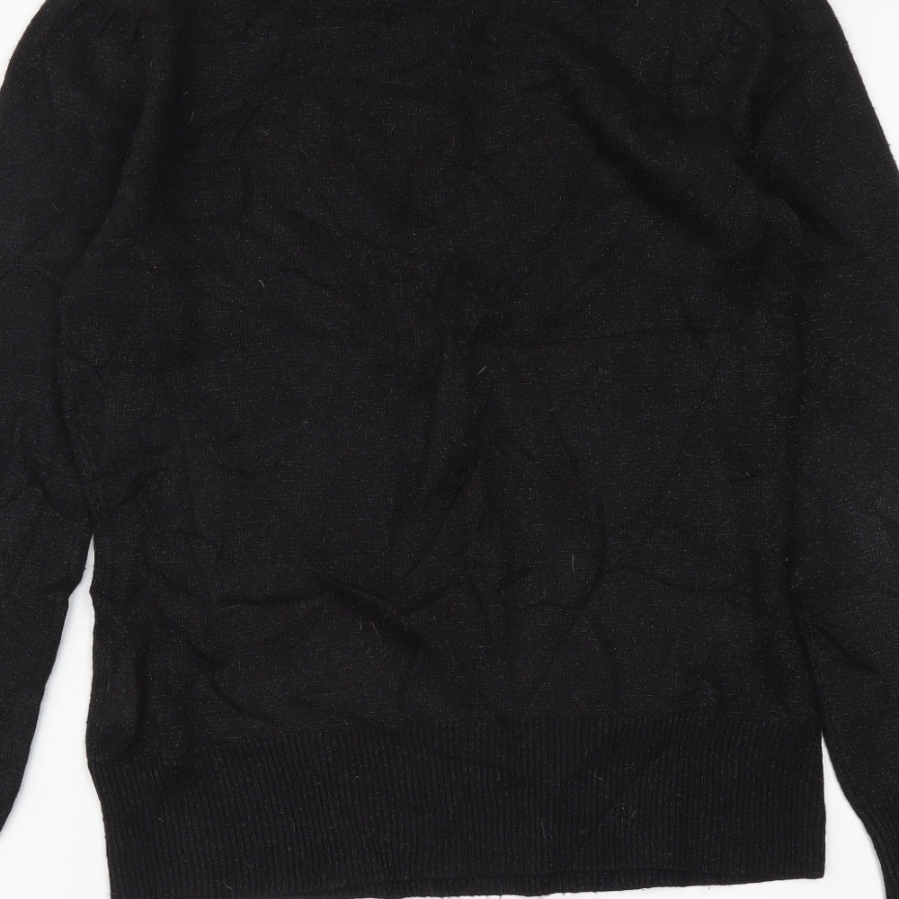 Dorothy Perkins Womens Black V-Neck Acrylic Pullover Jumper Size 10