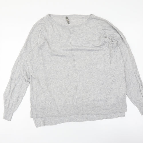 Oasis Womens Grey Round Neck Polyester Pullover Jumper Size M