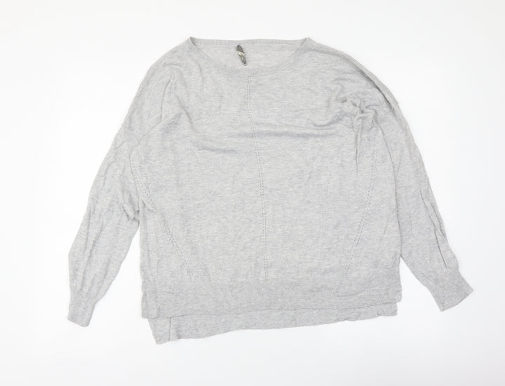Oasis Womens Grey Round Neck Polyester Pullover Jumper Size M