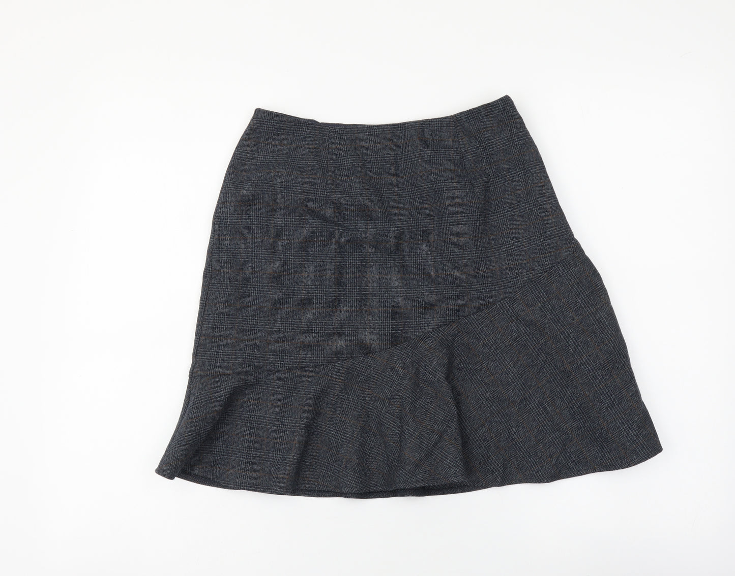 Marks and Spencer Womens Blue Polyester A-Line Skirt Size 8 Zip