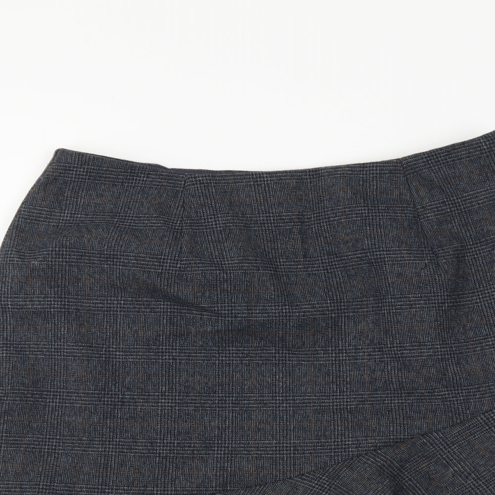 Marks and Spencer Womens Blue Polyester A-Line Skirt Size 8 Zip