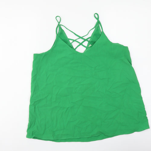River Island Womens Green Polyester Camisole Tank Size 10 V-Neck