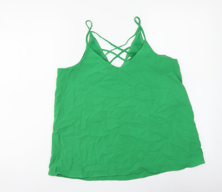 River Island Womens Green Polyester Camisole Tank Size 10 V-Neck