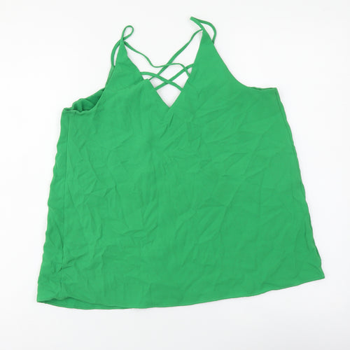 River Island Womens Green Polyester Camisole Tank Size 10 V-Neck