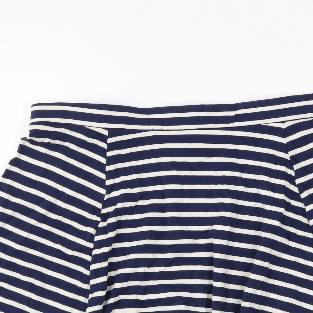 Dorothy Perkins Womens Blue Striped Viscose Skater Skirt Size 8