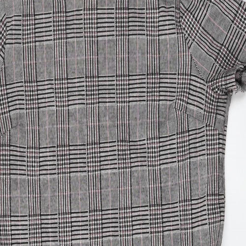 NEXT Womens Grey Plaid Polyester Shift Size 8 Boat Neck Pullover