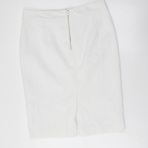 Marks and Spencer Womens White Polyester Straight & Pencil Skirt Size 12 Zip