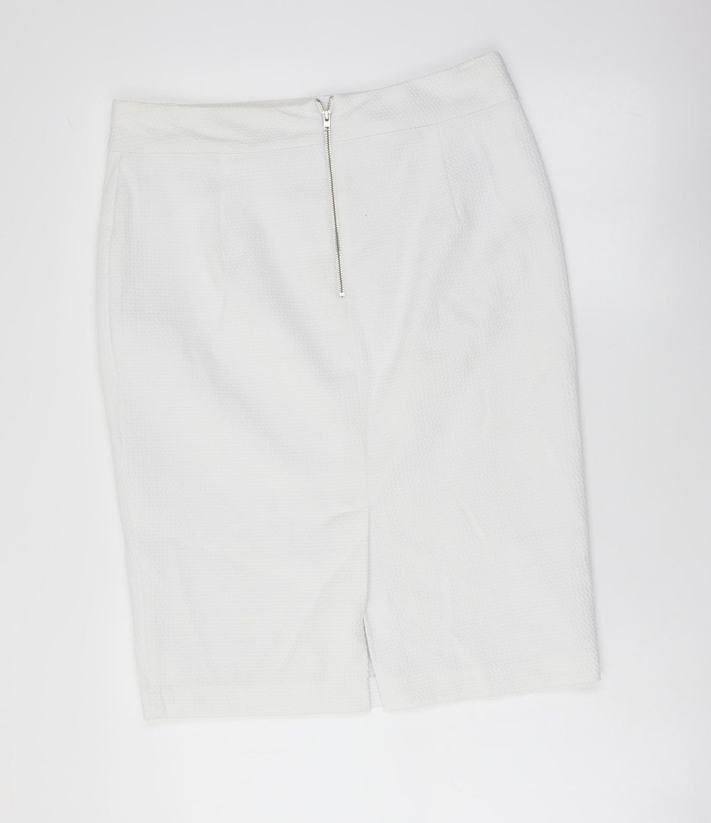 Marks and Spencer Womens White Polyester Straight & Pencil Skirt Size 12 Zip