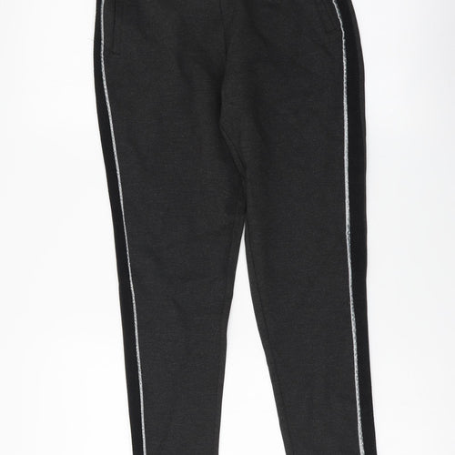 Iconic Womens Grey Polyester Carrot Leggings Size 8 L26 in - Side Pipe Trim