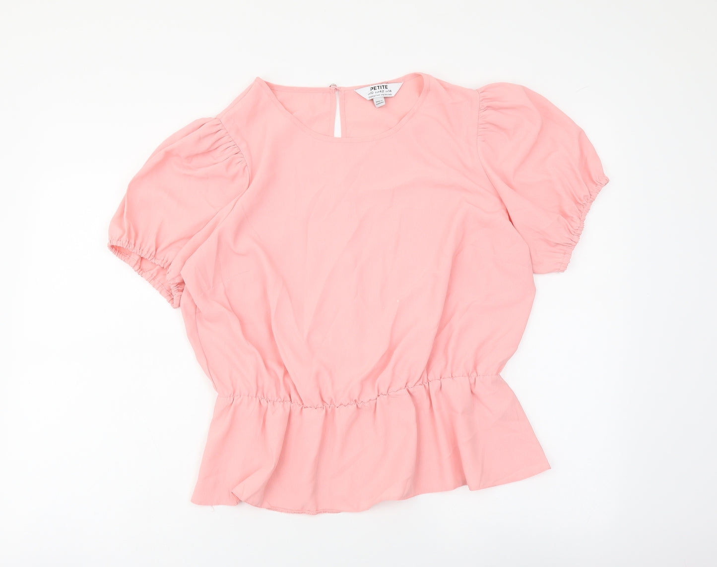 Dorothy Perkins Womens Pink Polyester Basic Blouse Size 14 Roll Neck - Peplum