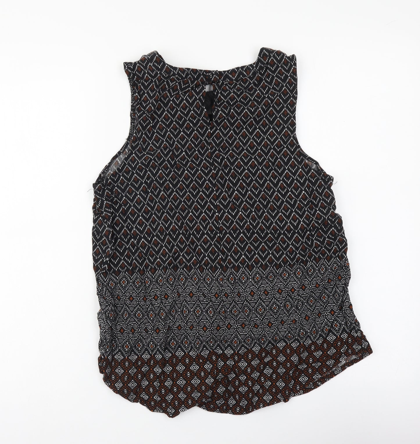 New Look Womens Black Geometric Viscose Camisole Tank Size 12 Boat Neck