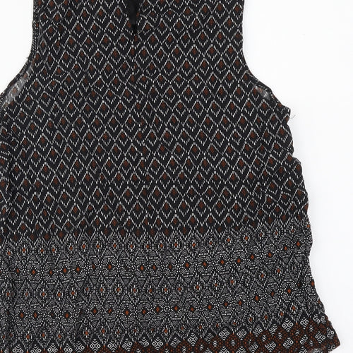 New Look Womens Black Geometric Viscose Camisole Tank Size 12 Boat Neck