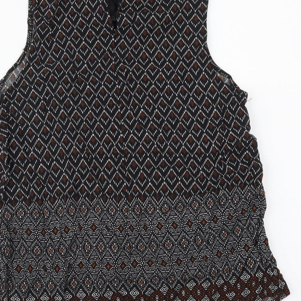 New Look Womens Black Geometric Viscose Camisole Tank Size 12 Boat Neck