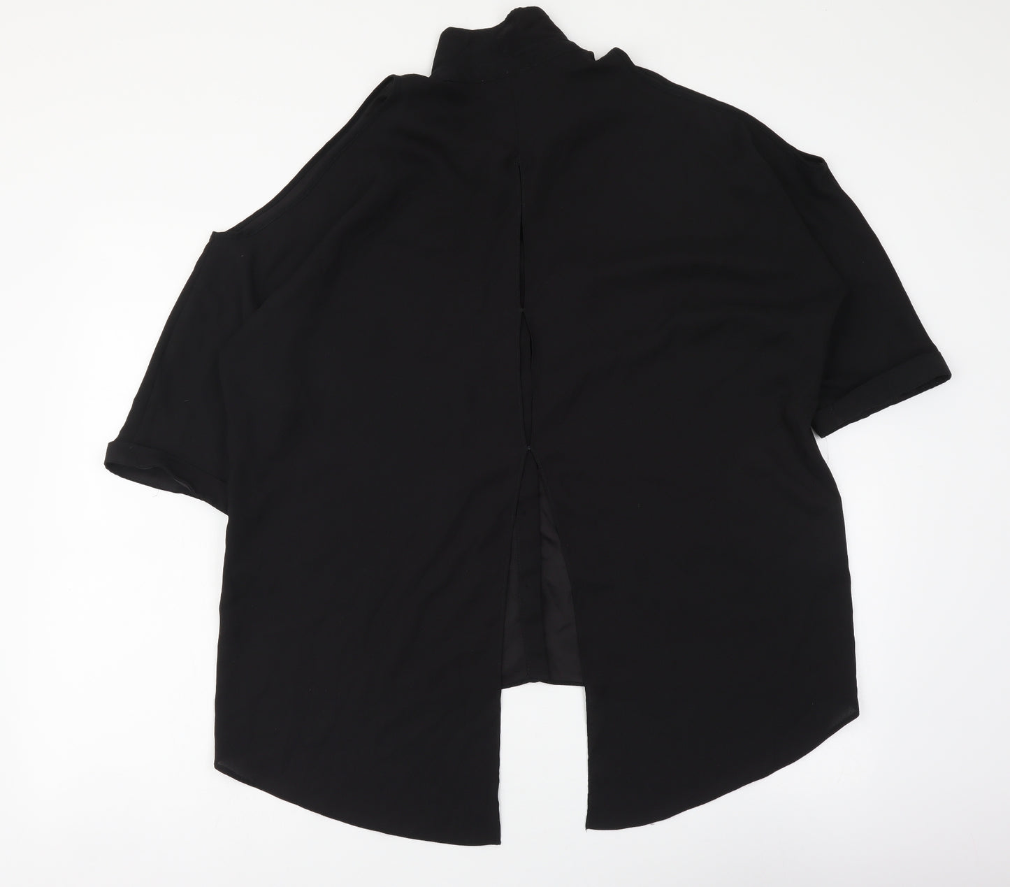 River Island Womens Black Polyester Basic Button-Up Size 8 Collared