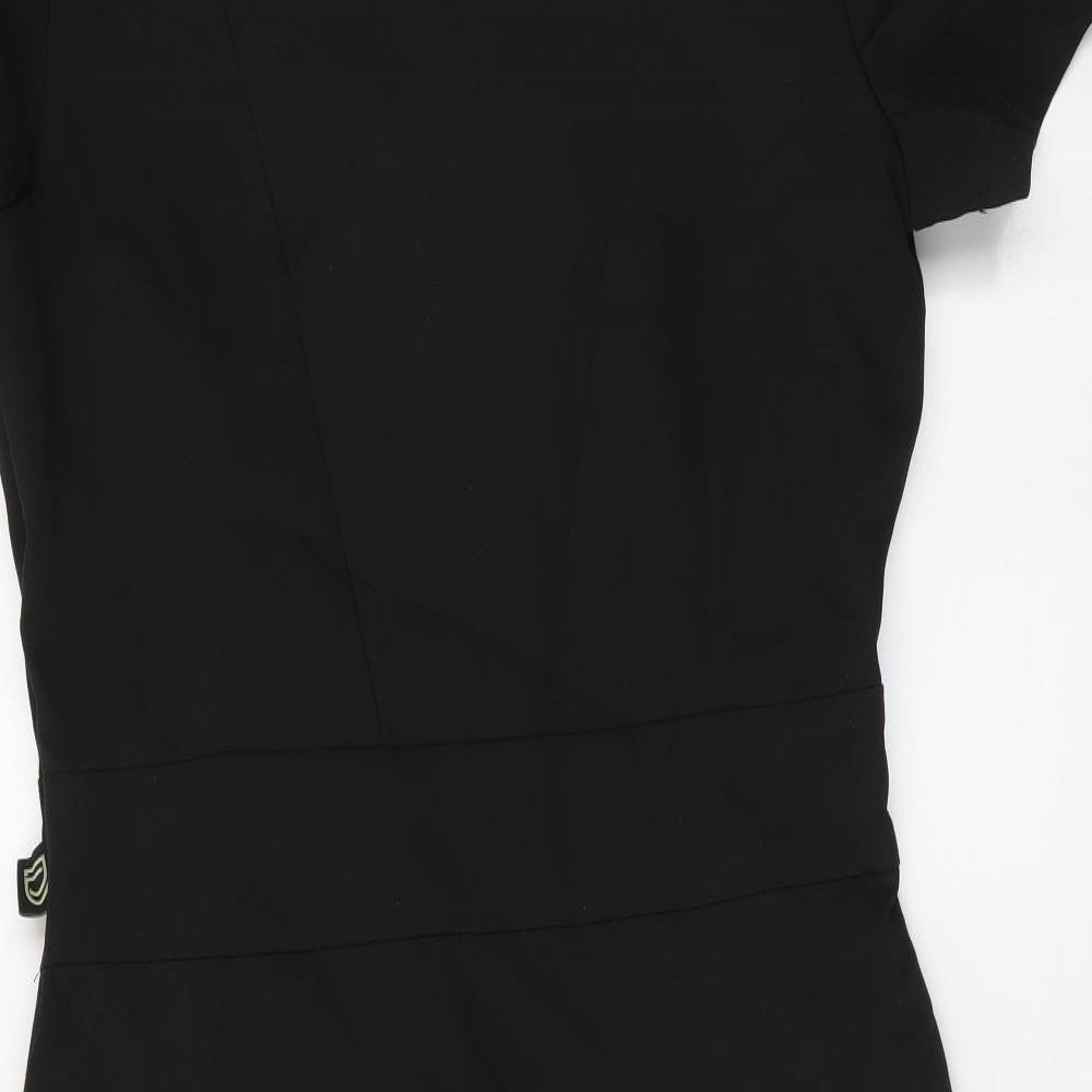 Salonwear Womens Black Polyester Pencil Dress Size 8 V-Neck Zip
