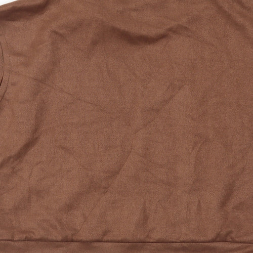 SheIn Womens Brown Polyester Cropped Blouse Size S Crew Neck