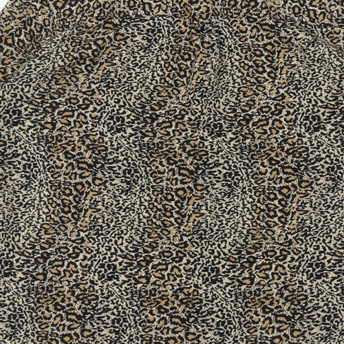 Notations Womens Brown Animal Print Polyester Basic Button-Up Size S Collared - Leopard Pattern