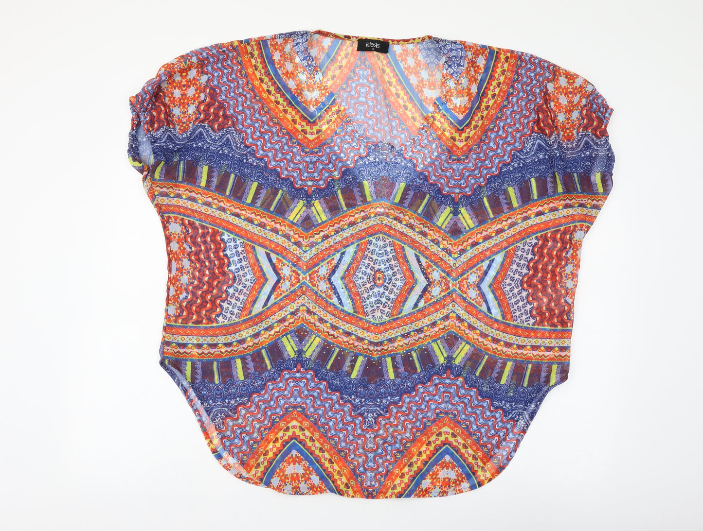 Klass Womens Multicoloured Geometric Polyester Basic Blouse Size 14 V-Neck