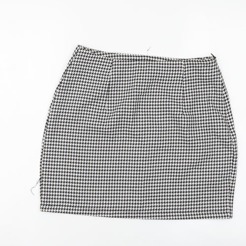 SheIn Womens Black Geometric Polyester Bandage Skirt Size S Zip