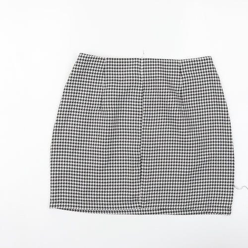 SheIn Womens Black Geometric Polyester Bandage Skirt Size S Zip