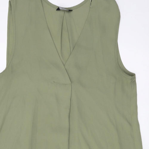 F&F Womens Green Polyester Basic Tank Size 10 V-Neck