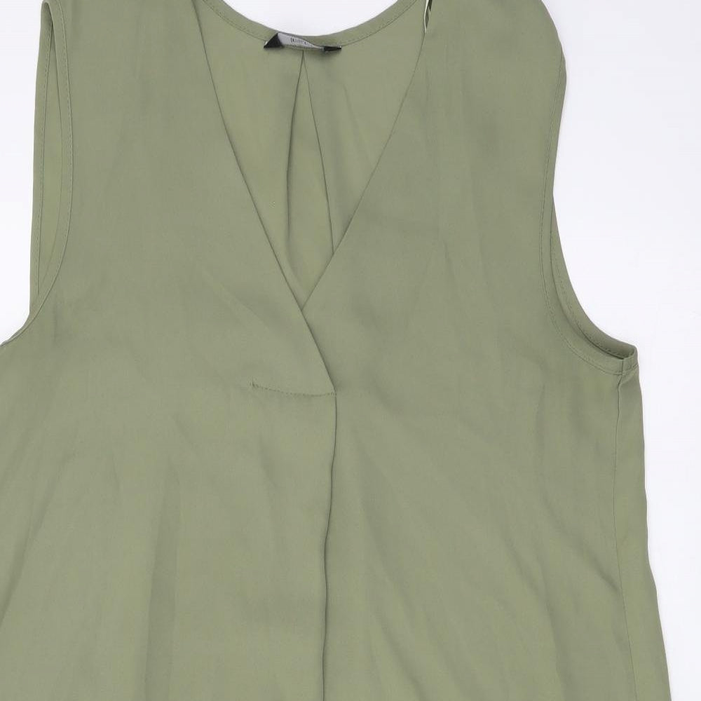 F&F Womens Green Polyester Basic Tank Size 10 V-Neck