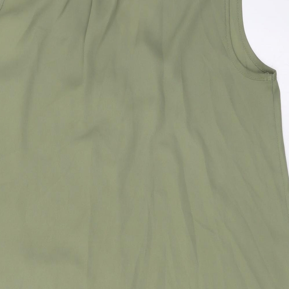 F&F Womens Green Polyester Basic Tank Size 10 V-Neck