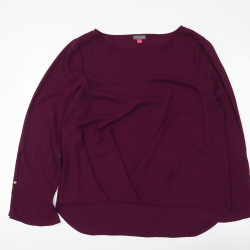 Vince Camuto Womens Purple Polyester Basic Blouse Size XL Boat Neck