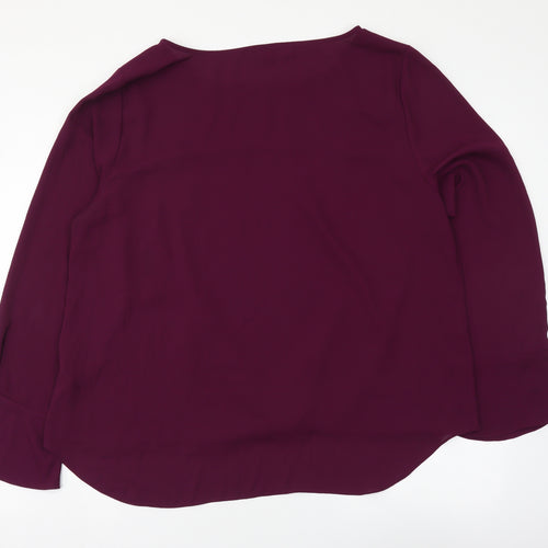 Vince Camuto Womens Purple Polyester Basic Blouse Size XL Boat Neck