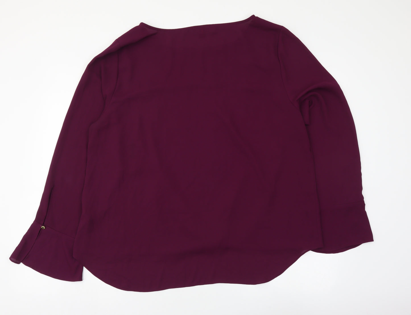 Vince Camuto Womens Purple Polyester Basic Blouse Size XL Boat Neck