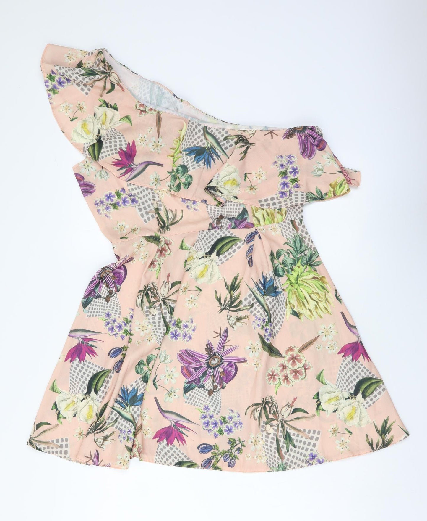 Love Womens Pink Floral Polyester Mini Size L One Shoulder Zip