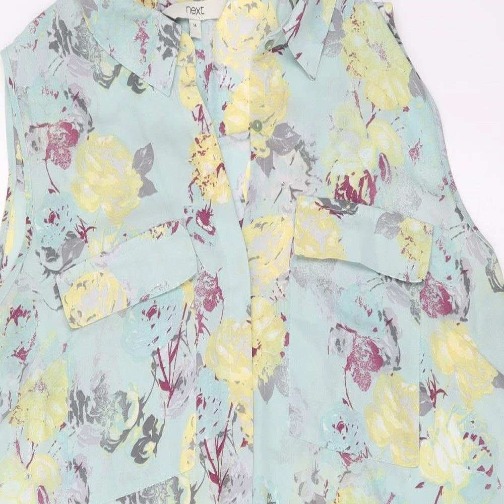 NEXT Womens Multicoloured Floral Polyester Basic Blouse Size 14 Collared