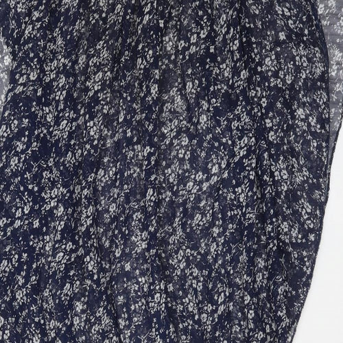 Mizumi Womens Blue Floral Polyester Basic Blouse Size M Round Neck