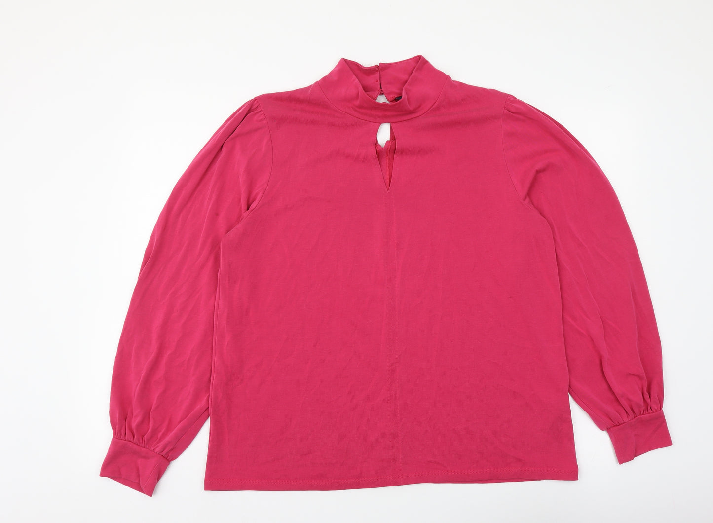 Marks and Spencer Womens Pink Viscose Basic Blouse Size 16 Mock Neck