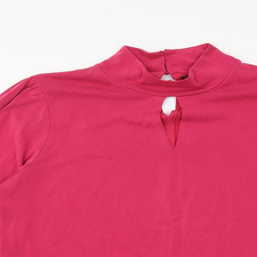 Marks and Spencer Womens Pink Viscose Basic Blouse Size 16 Mock Neck