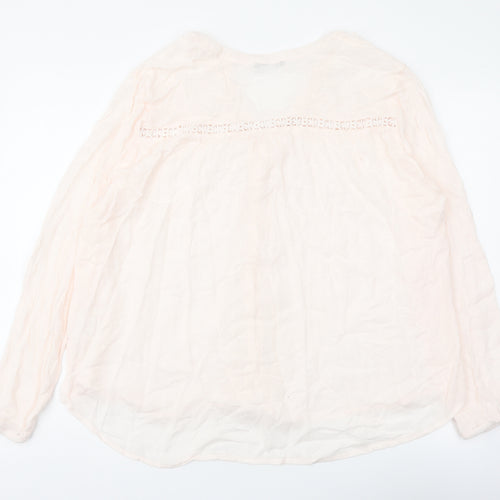 Roman Womens Pink Floral Viscose Basic Button-Up Size 18 V-Neck