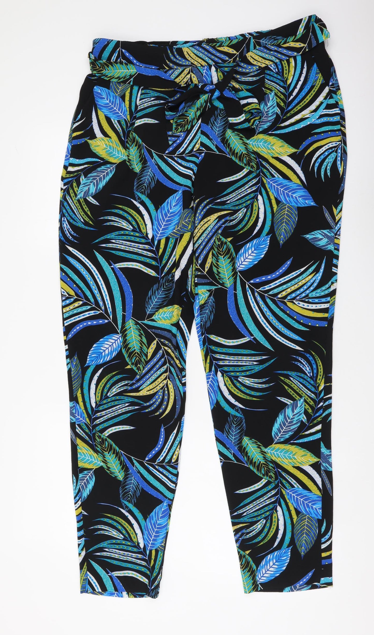 M&Co Womens Multicoloured Geometric Polyester Trousers Size 14 L28 in Regular