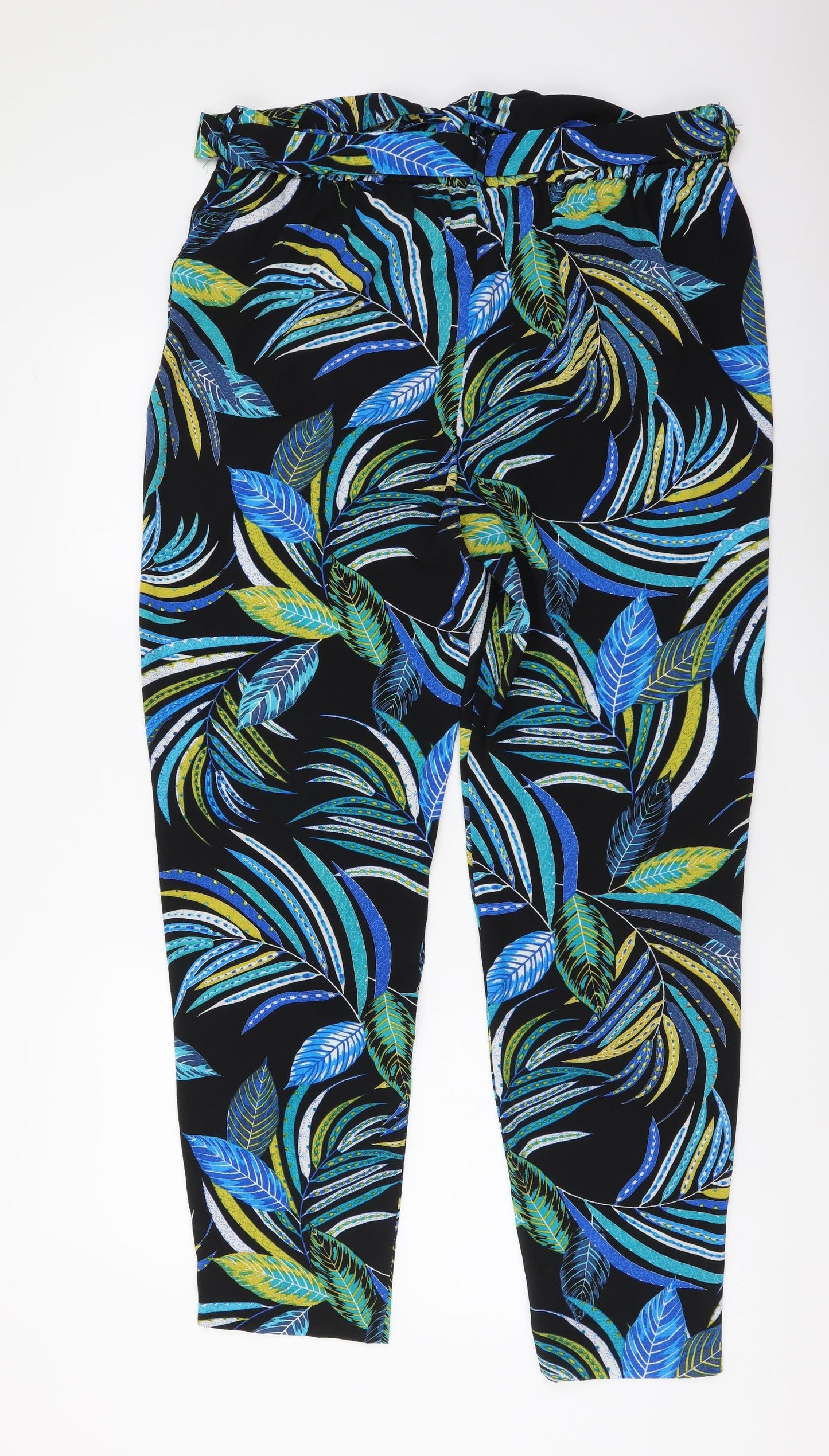 M&Co Womens Multicoloured Geometric Polyester Trousers Size 14 L28 in Regular