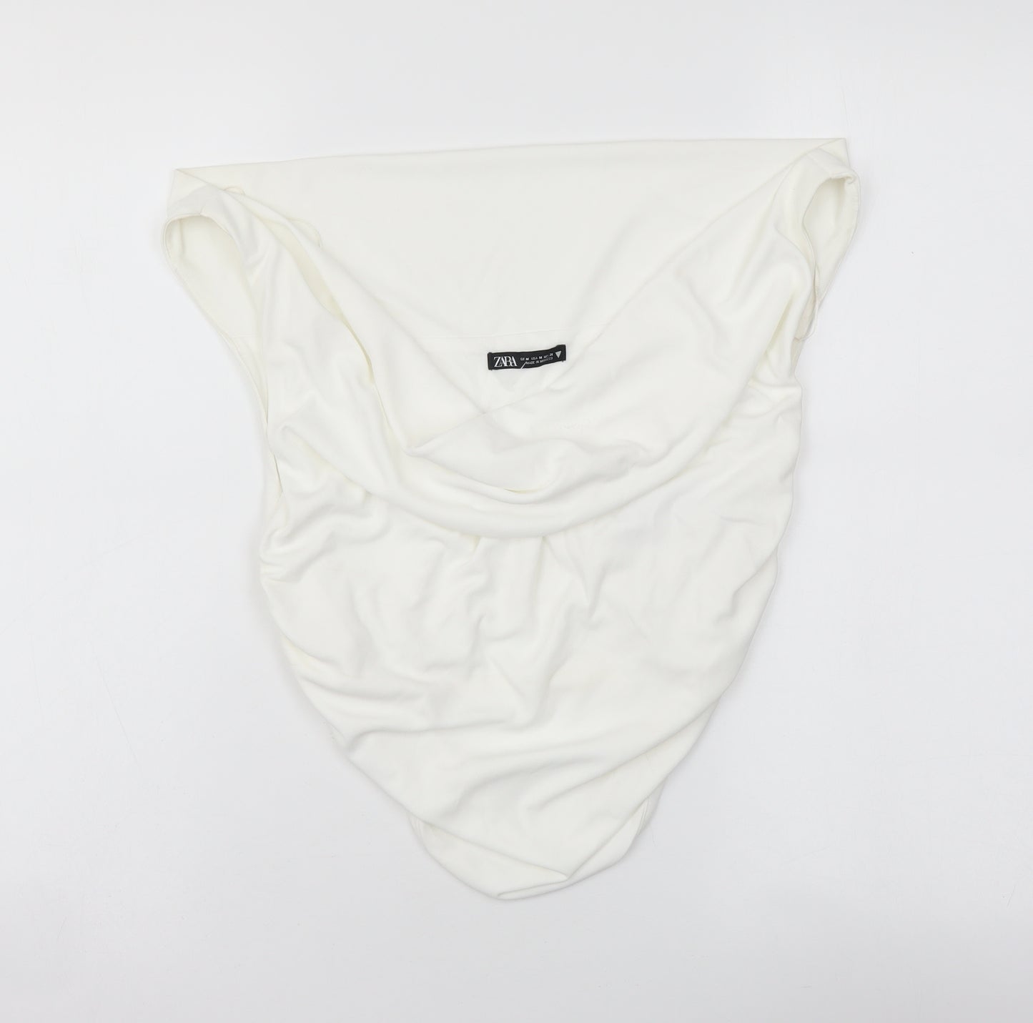 Zara Womens Ivory Polyester Cropped Tank Size M Cowl Neck