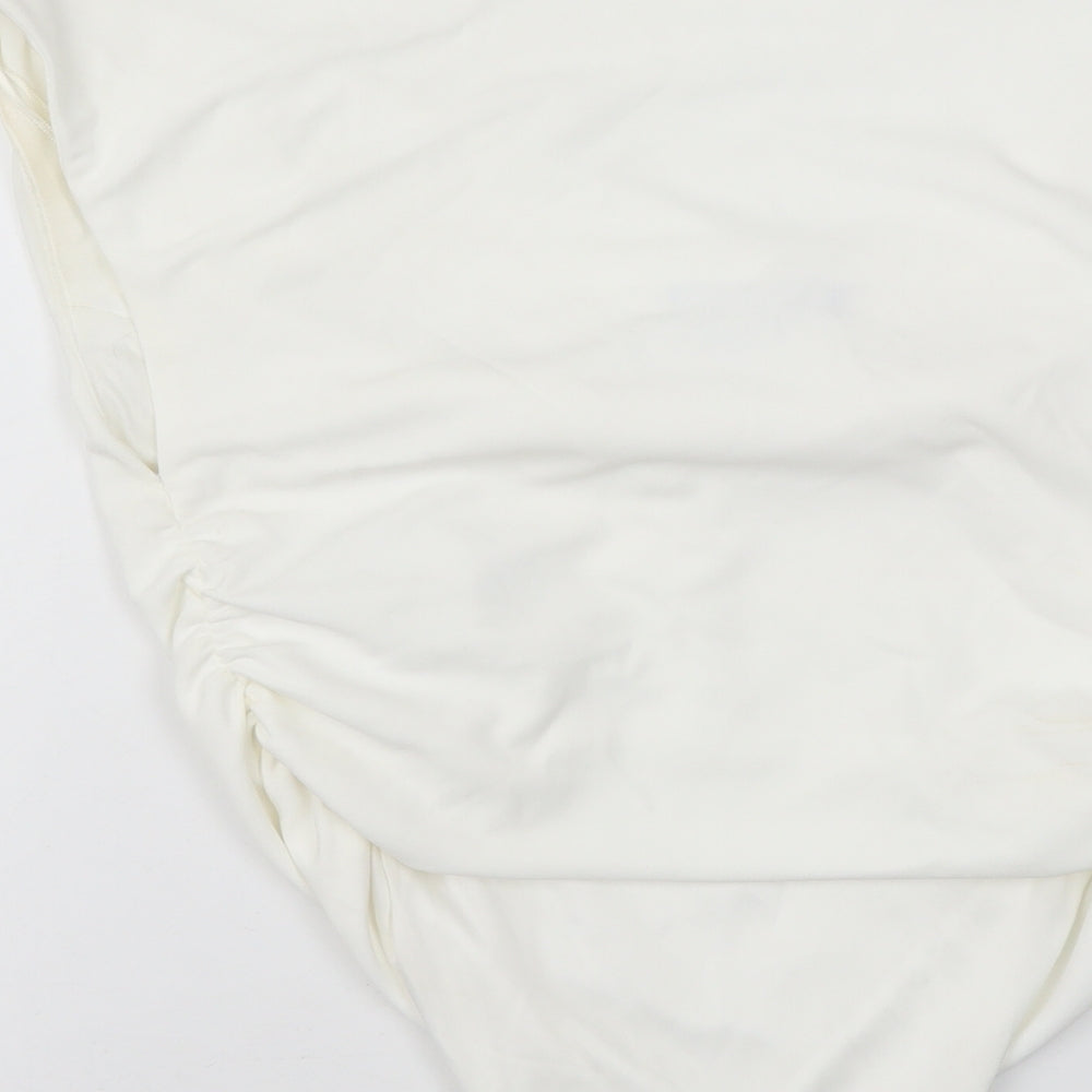 Zara Womens Ivory Polyester Cropped Tank Size M Cowl Neck